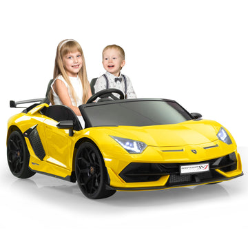2-Seater Ride On Car 24V Electric Lamborghini For Kids High Speed 13Km/H Drift Sports Car With Pu Leather Seats W/Adjustable Saf