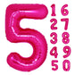 40 Inch Giant Hot Pink Number 5 Balloon, Helium Mylar Foil Number Balloons For Birthday Party, 5Th Birthday Decorations For Kids