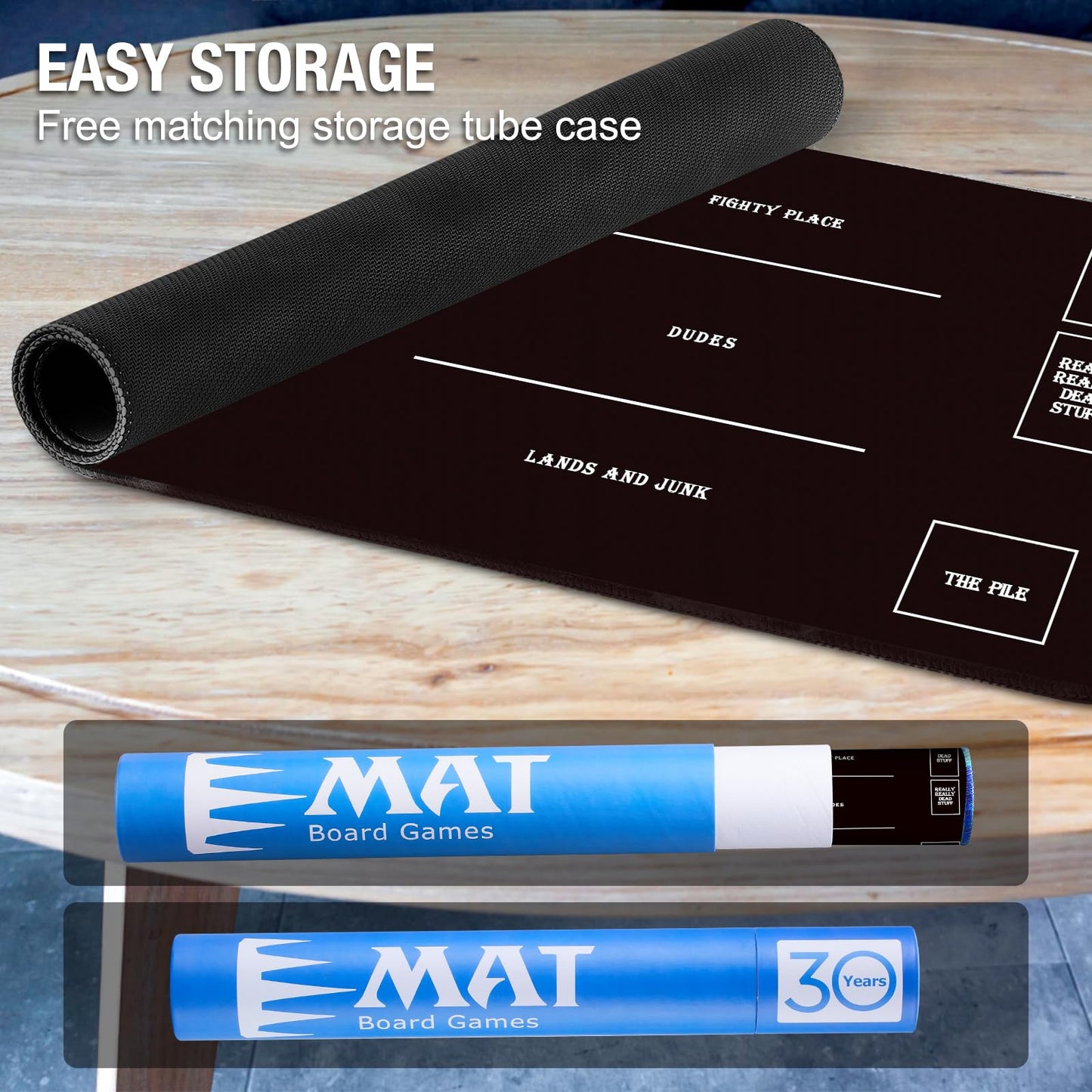 Biouai Stitched Mtg Playmats For Magic The Gathering - Play Mat With Tube Case For Mtg Card Game Playing (Black Zones)