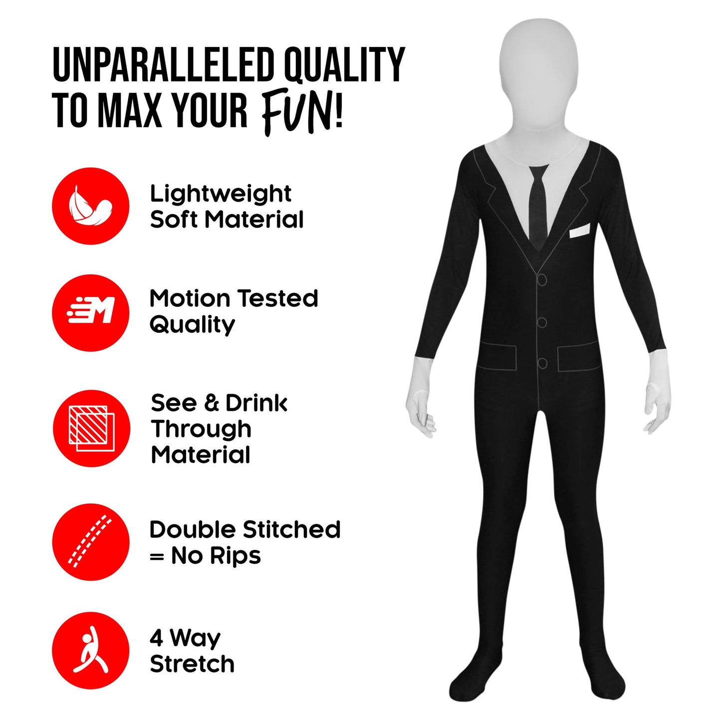 Morphsuits Slender Man Kids Morphsuit Costume - size Large 46-5 (137cm-152cm) (KPSML)