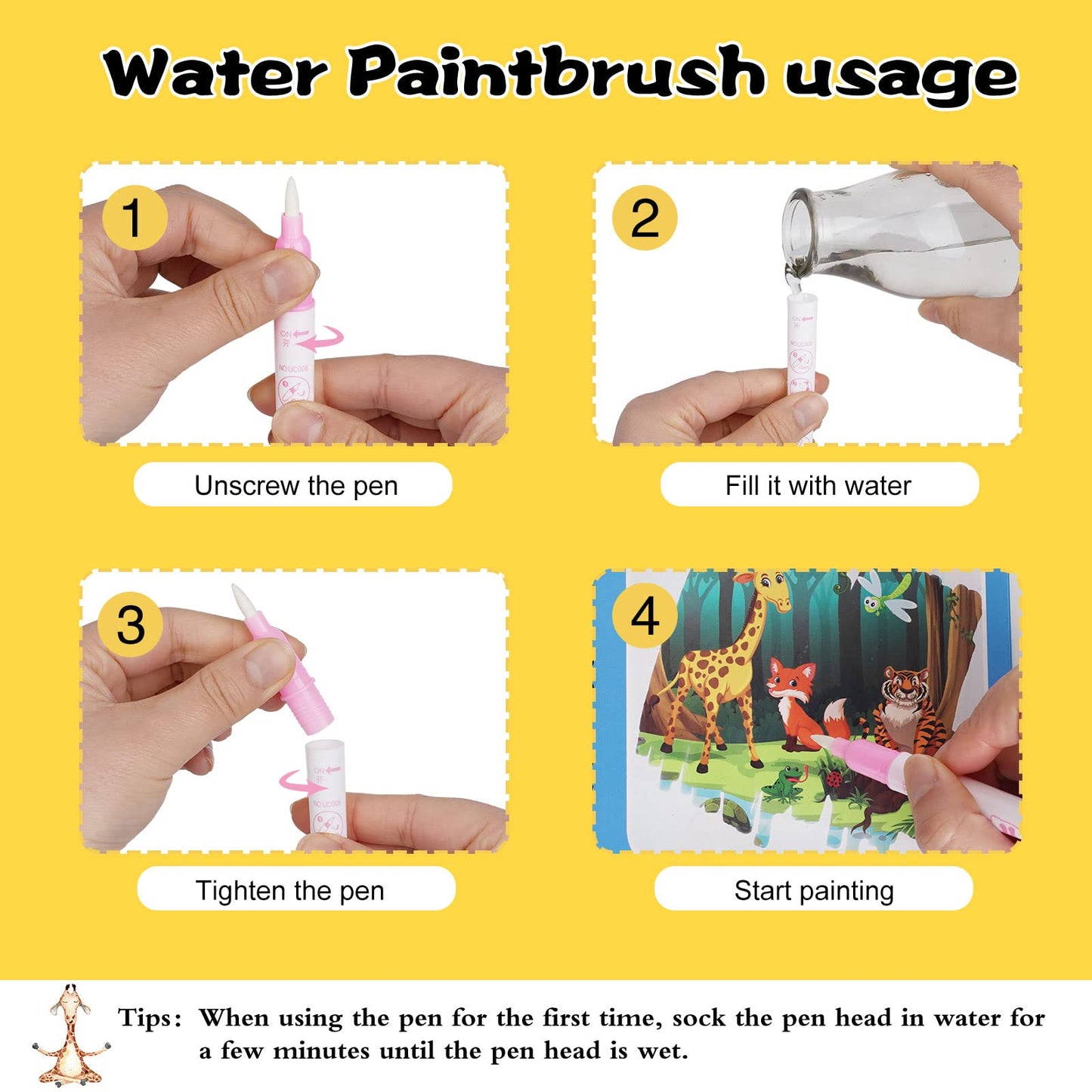 Water Coloring Books for Toddlers, Water Painting Book for Toddlers, Paint with Water Books, Water Doodle Book Toys for 3-5, Tra