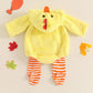 Adobabirl Baby Girl Boy Halloween Costume Chick Shaped Plush Long Sleeve Hoodie Romper Striped Footie Pants Cute Clothes (Chick