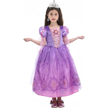 Lingway Toys Luxury Girls Princess Dress Up Costumes,Rapunzel Cosplay Dress With Tiara Style C 5-6Years