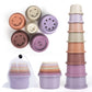 Baby Stacking Cup For Toddler 1-3, 8Pcs Counting Nesting Measuring Cups Set, Stackable Bath Toy For 6-12 Months Kids, Educationa