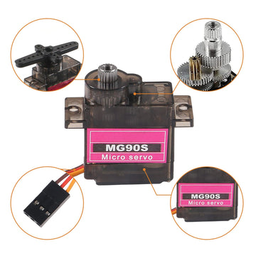 Alinan 8pcs MG90S Servo Micro 180 9G Servo Motor Geared Micro Servo Motor for 9G Smart Robot Car Plane Boat RC Helicopter
