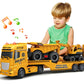 SpringFlower 3 4 5 6 Toddler Boy Toys, 25'' Construction Carrier Truck Toy with Excavator and Dump Truck,3 in 1 Truck Boy Toy, C
