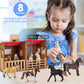 8 In 1 Horse Toy Set For Girl Age 6-12, 8 Pcs Realistic 5 Inch Plastic Horse Figure With Horse Stable, Horse Toy Figurine Farm A