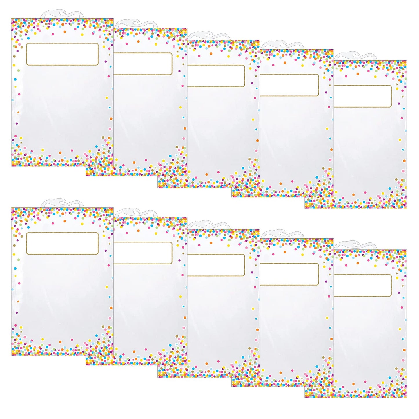 Ashley Productions Hanging Confetti Pattern Storage/Book Bag, 11 x 16, 5 Per Pack, 2 Packs