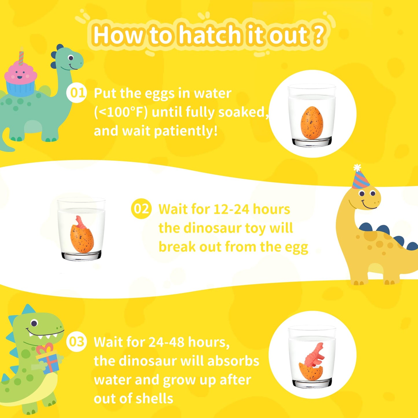 yocjoky 24 PCS Easter Eggs Fillers - Hatching Dinosaur Egg with Mini Toys Inside for Easter Baskets - Easter Egg Hunt, Toddler,