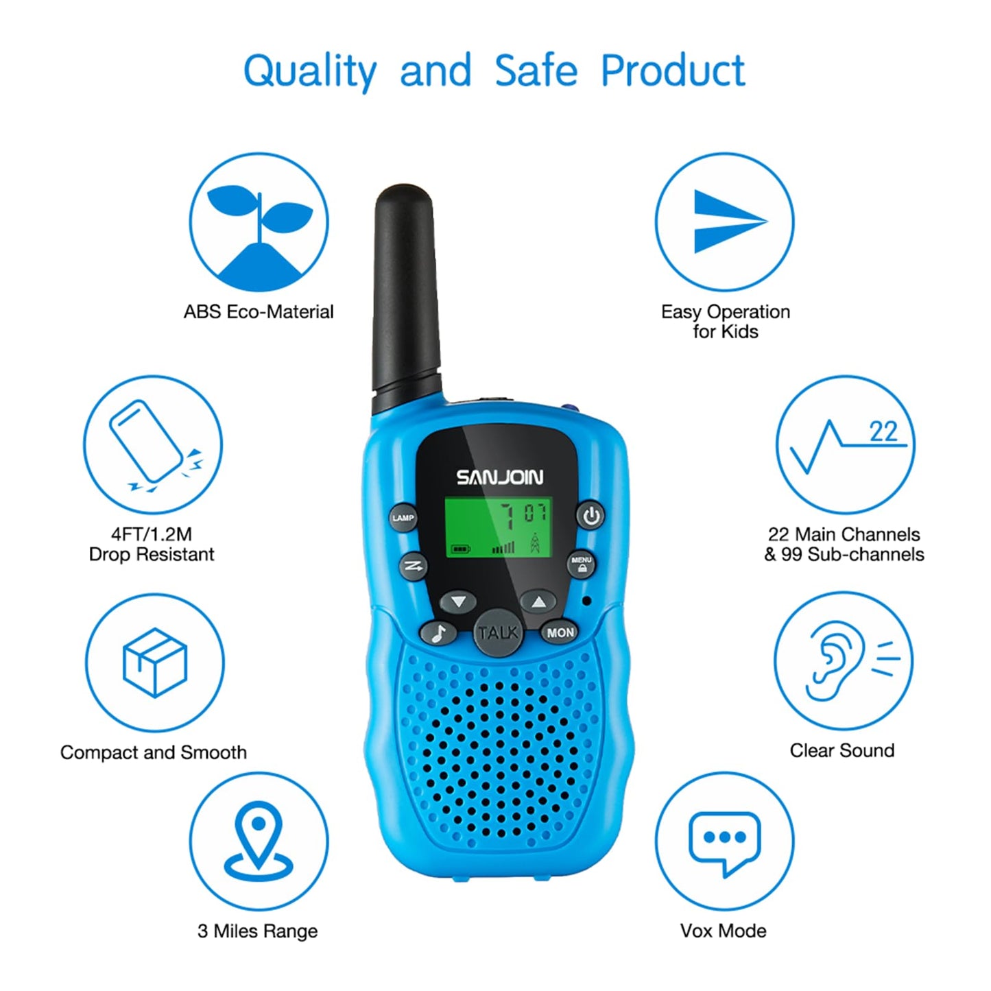 Walkie Talkies For Kids Toys For Boys Girls 4-6, 3 Miles Range Walkie Talkie To Camping, Outdoor 4 Year Old Girl Birthday Gifts For 3 4 5 6 7 Year Old Boy Girl Gifts Age 6-8 (Blue&Pink&Yellow, 3 Pack)