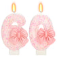 ElekFX 60th Birthday Candles for Cake, Pink Bow Number Cake Candles, 2.76 inch Number Happy Birthday Candle, Cake Topper Decorat