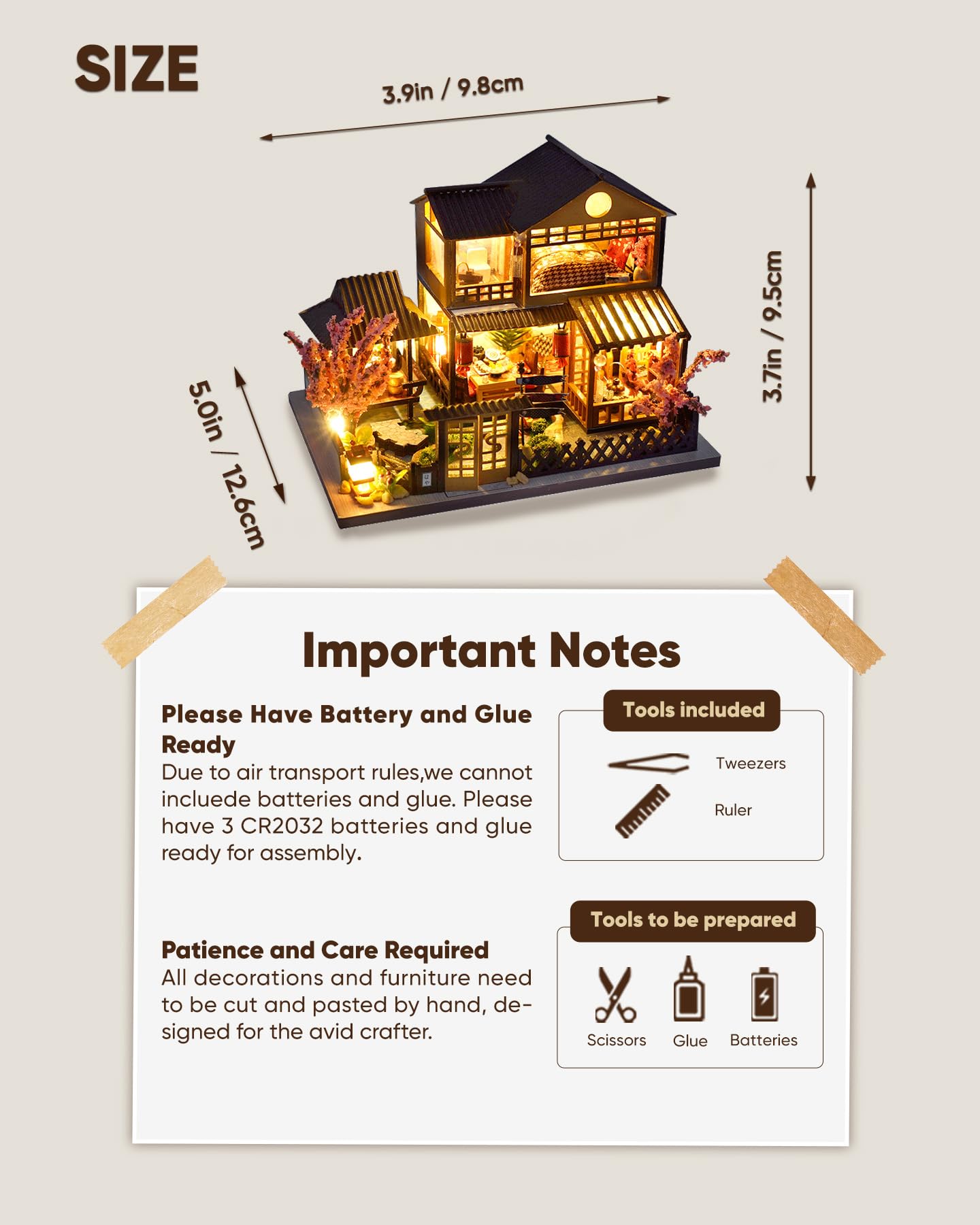 DIY Miniature House Kit  Mini House Kit for Beginners  Mayberry Street Miniatures  Model Building Craft Diorama Kit  Ideal Gifts for Birthday  Christmas(Japanese Garden House)