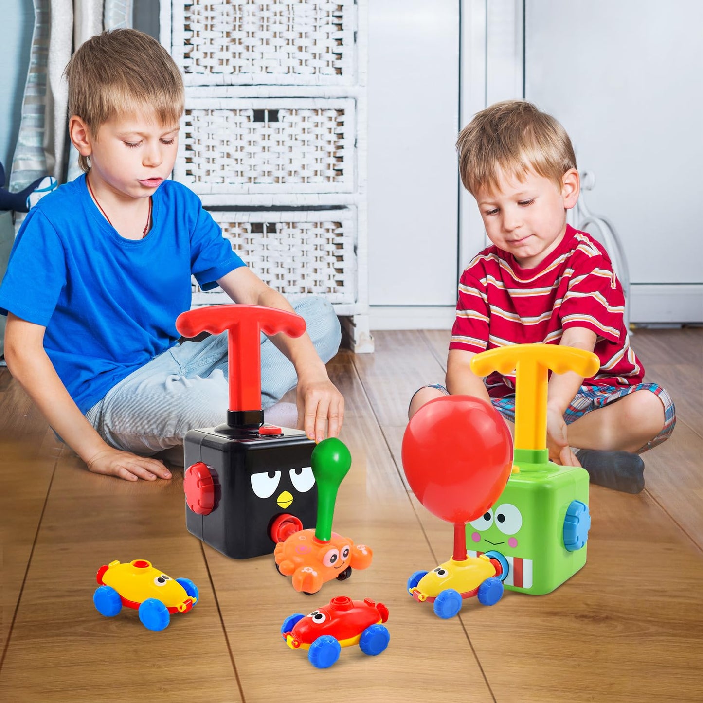BAKAM Toddler Balloon Launcher & Powered Car Set, STEM Toy for Kids 3-5, Green, Model SY2022D
