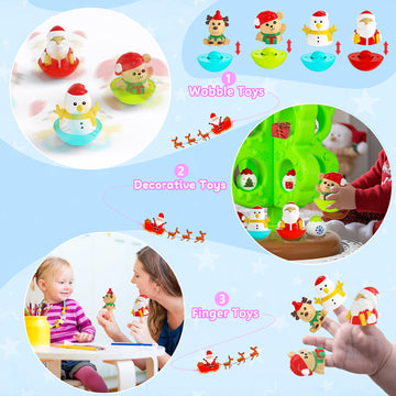 Surelect My First Christmas Tree For Toddlers, Montessori Christmas Decoration Toy With Ornaments, Mini Train Set, Roly Poly Toy