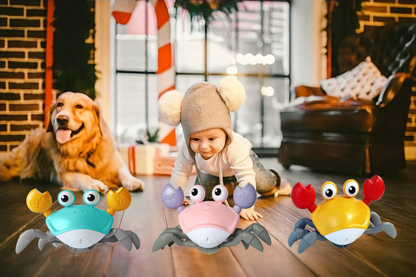 Feelguy Crawling Crab Baby Toy Fantastic Creatures Toys Infant Sensory Tummy Time Toys 3 4 5 6 7 8 9 10 11 12 Babies Boy Girl Learning Crawl 3-6 6-12 Walking Toddler Gifts For 36 Months Old (Pink)