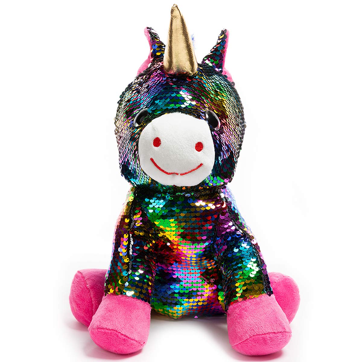 Hollyhome Sequins Unicorn Stuffed Animal Toy Reversible Rainbow Sequins Unicorn Gift For Kids 12 Inches