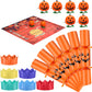 JellyArch 6 Packs Halloween Crackers Thanksgiving Crackers No Snap Party Favors with Wind up Pumpkin Paper Hat Holiday Table Fav