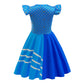 Girls Rise Red Princess Party Dress With Wig Kids Halloween Red Costume 6-7Years