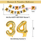 Naninuneno 34Th Gold Birthday Decorations, Gold Black Silver Happy Birthday Balloons Supplies For Boy Men Girl Women, 34 Birthda
