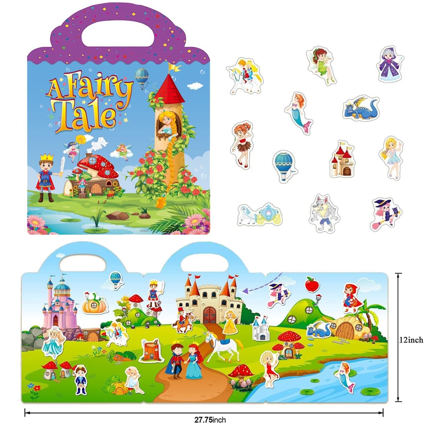 Ruson Reusable Sticker Book For Kids, Fairy Stickers Educational Learning Toys Travel Stickers Activity Books For Toddler Girls Boys Age 3+ Birthday Gifts