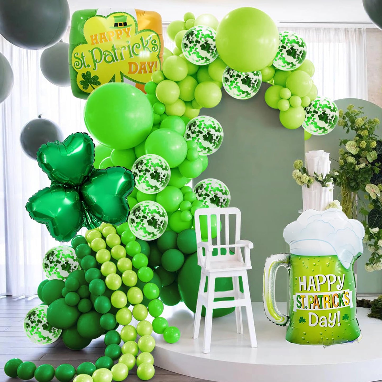 138 Pieces Green Balloons St Patricks Balloons Arch Green Balloon Arch Kit Green Balloon Garland For St. Patrick'S Day Decoratio