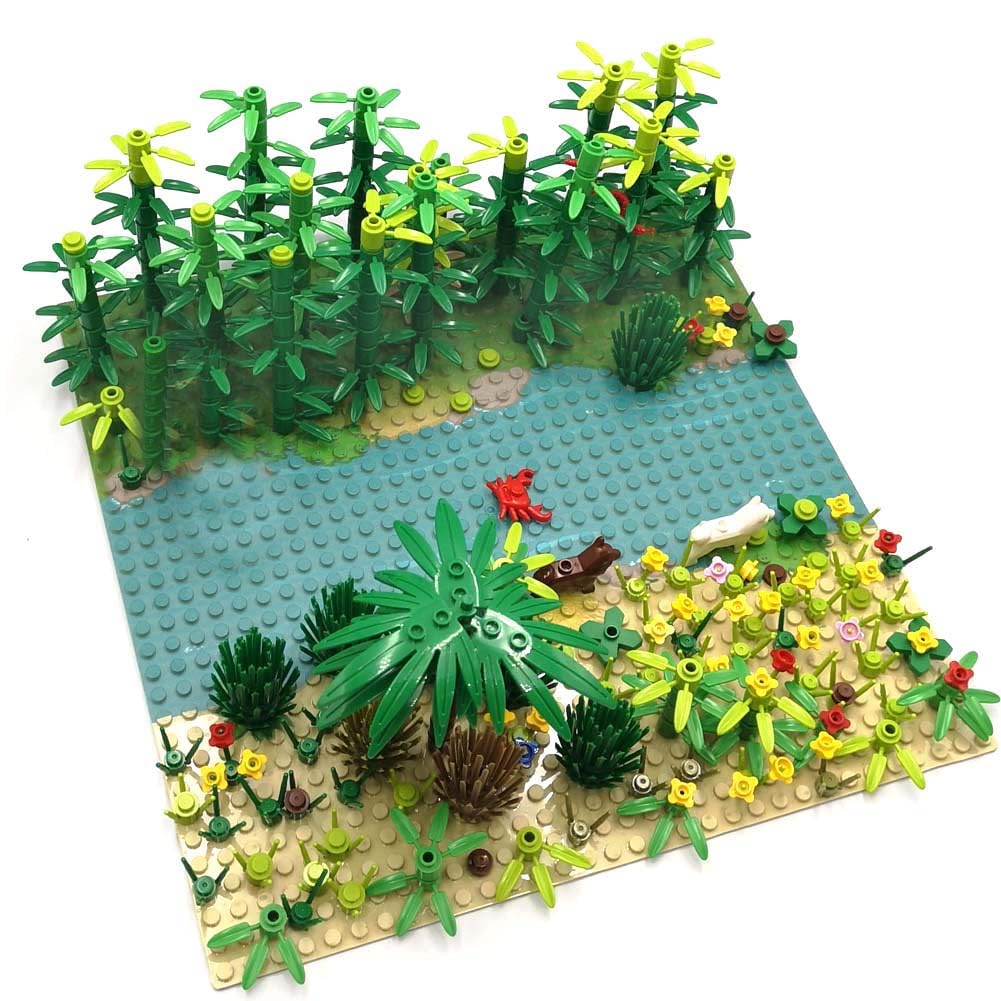 Forest Garden Building Sets Parts Plants Trees Flowers Scenery Accessories Animals Building Bricks Toy Set for Boys Girls Kids 6+ Gifts(2 Pieces 10 Base Plates)