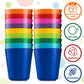 PLASKIDY Kids Cups - Set of 18 Plastic Toddler Cups 8 Ounce Children Drinking Cups Tumblers 9 Assorted Colors - Reusable Dishwas
