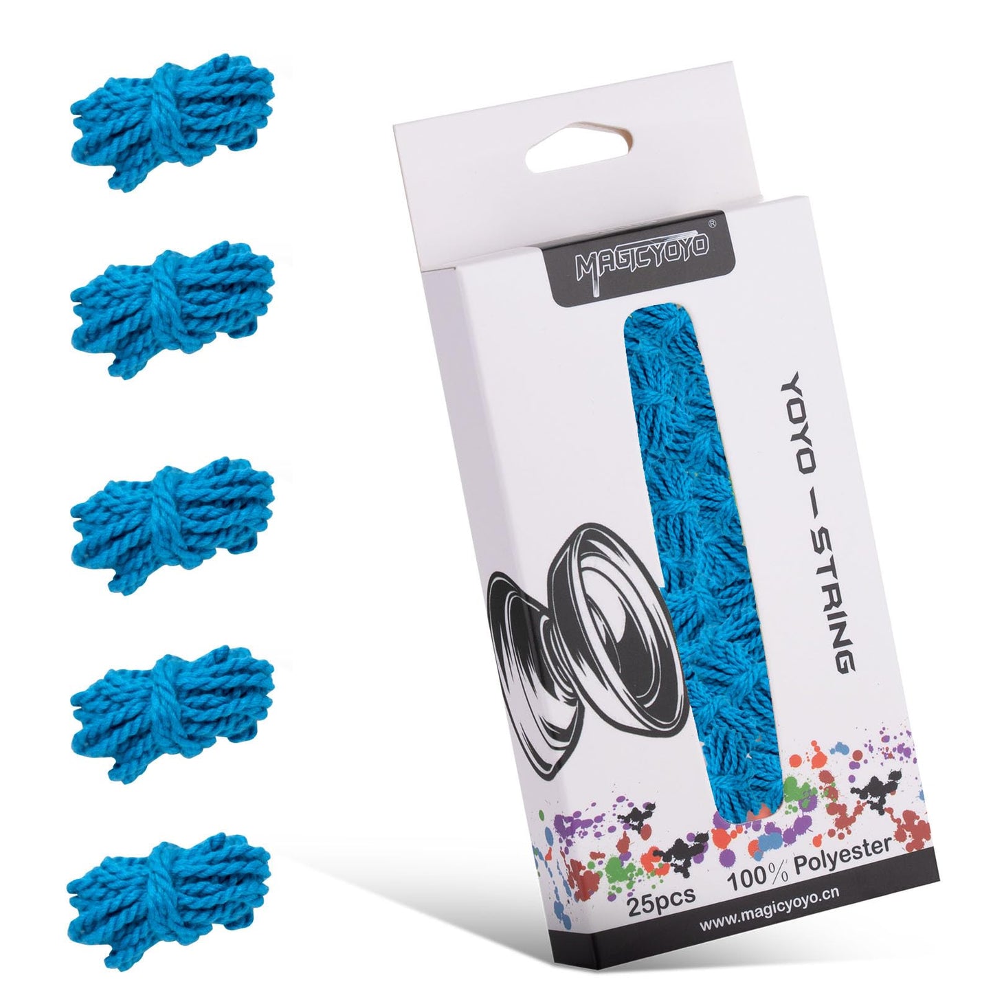 MAGICYOYO Professional Yoyo Strings - 100% Polyester, Pack of 25, Blue