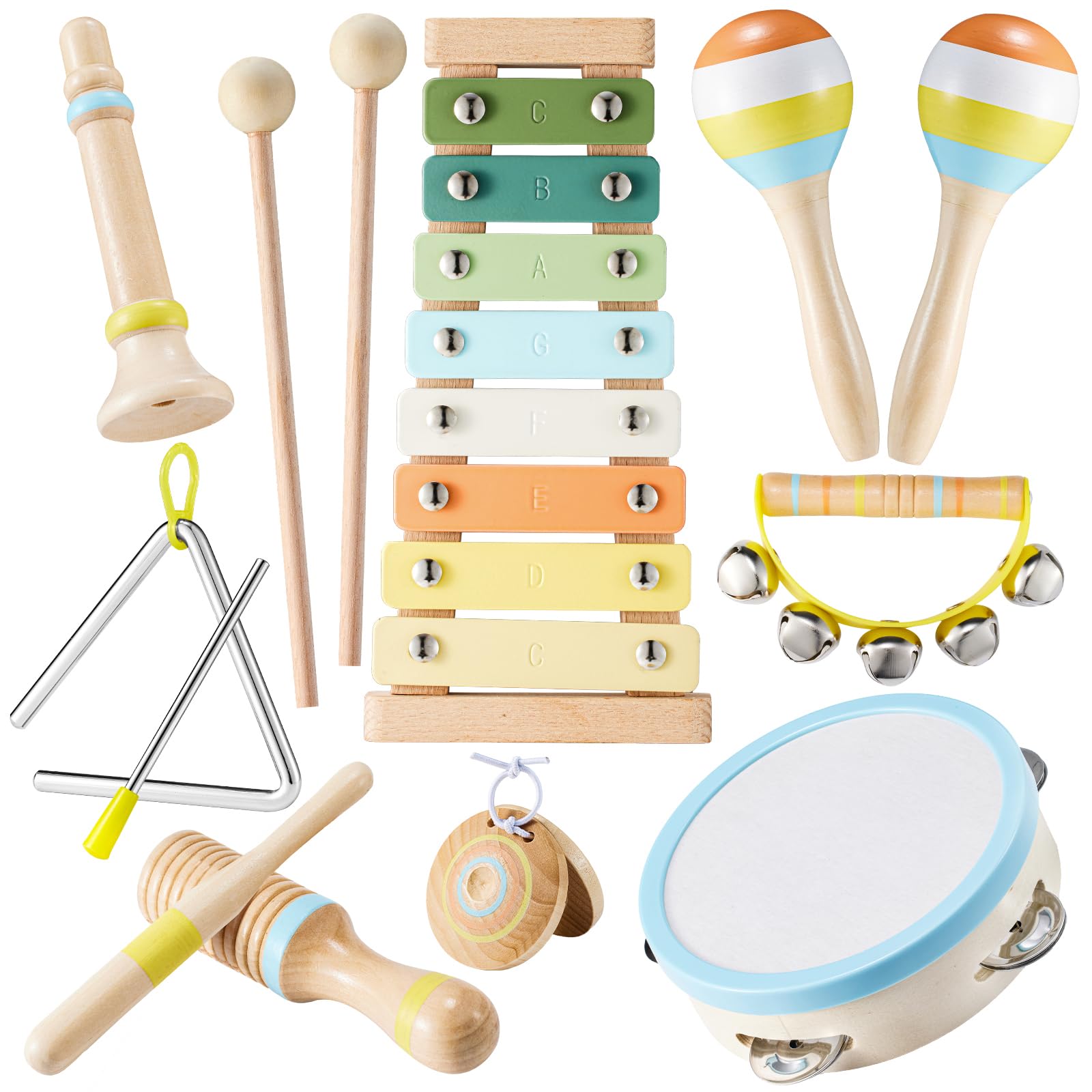 Baby Musical Instruments - Montessori Musical Toys for Toddlers 1-3 Musical Instruments for Toddlers 1-3 Neutral Colors Xylophon