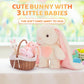 Tezituor Bunny Stuffed Animal With 3 Babies, Plush Rabbit Toy 19“ Long Ear Bunny With Heart Soft Rabbit Plushies Easter Decor Christmas Birthday Gifts For Girls Boys