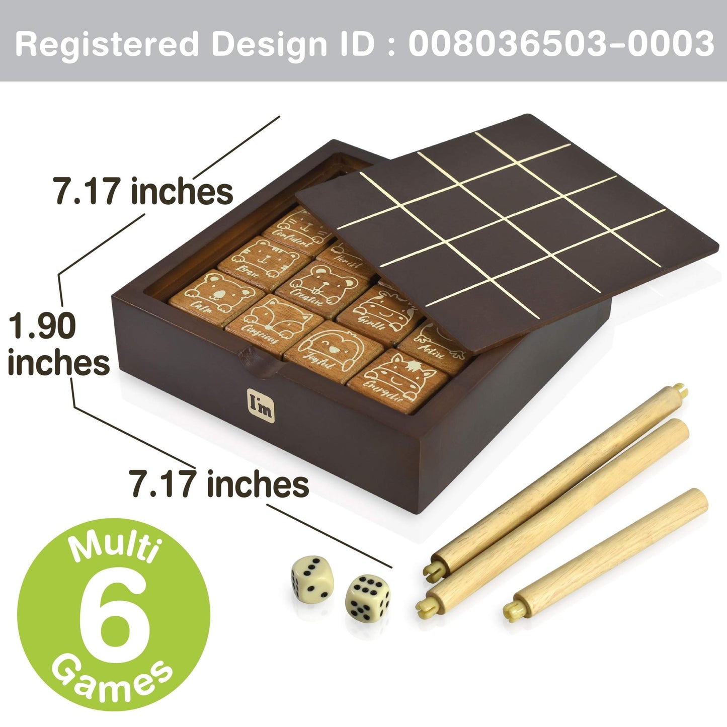 Super Six : Wooden Multi Board Game: Tic Tac Toe + Shut The Block + 15 Number Sliding Puzzles For Kids And Family