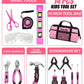 DOWELL Kids Real Tools Pink Tool Set, 14 Pieces, with Tool Bag for Girls