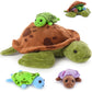 Muiteiur Sea Turtle Plush Toy - Soft Medium Multicolored Stuffed Animal with 3 Baby Turtles for Kids