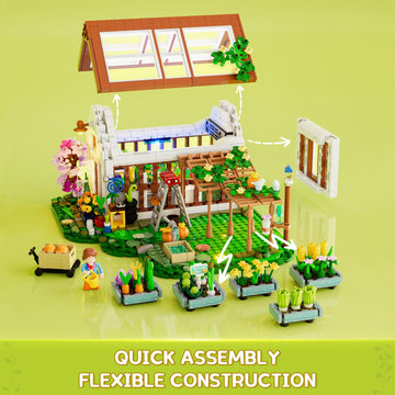 Funwhole Botanical-Garden Greenhouse Lighting Building-Bricks Set - Farm Flower House Collection Led Light Model Display Set 142