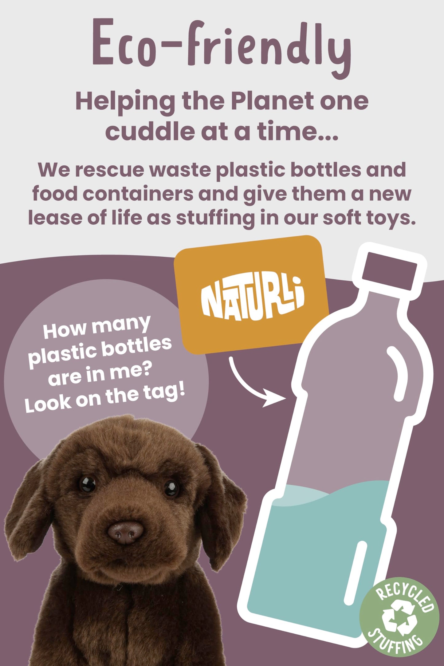 Living Nature Chocolate Labrador Stuffed Animal | Fluffy Dog Animal | Soft Toy Gift For Kids | 8 Inches