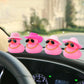 Wonuu Car Dashboard Rubber Duck Ornament, Car Decoration Colour Ducks Accessories With Mini Hat Necklace And Sunglasses, M-Pink-