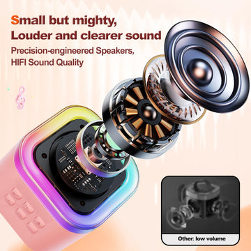Kinglucky Gift Idea Karaoke Machine For Kids, Portable Mini Karaoke Machine Bluetooth Speaker With 1 Microphone, Colorful Lights