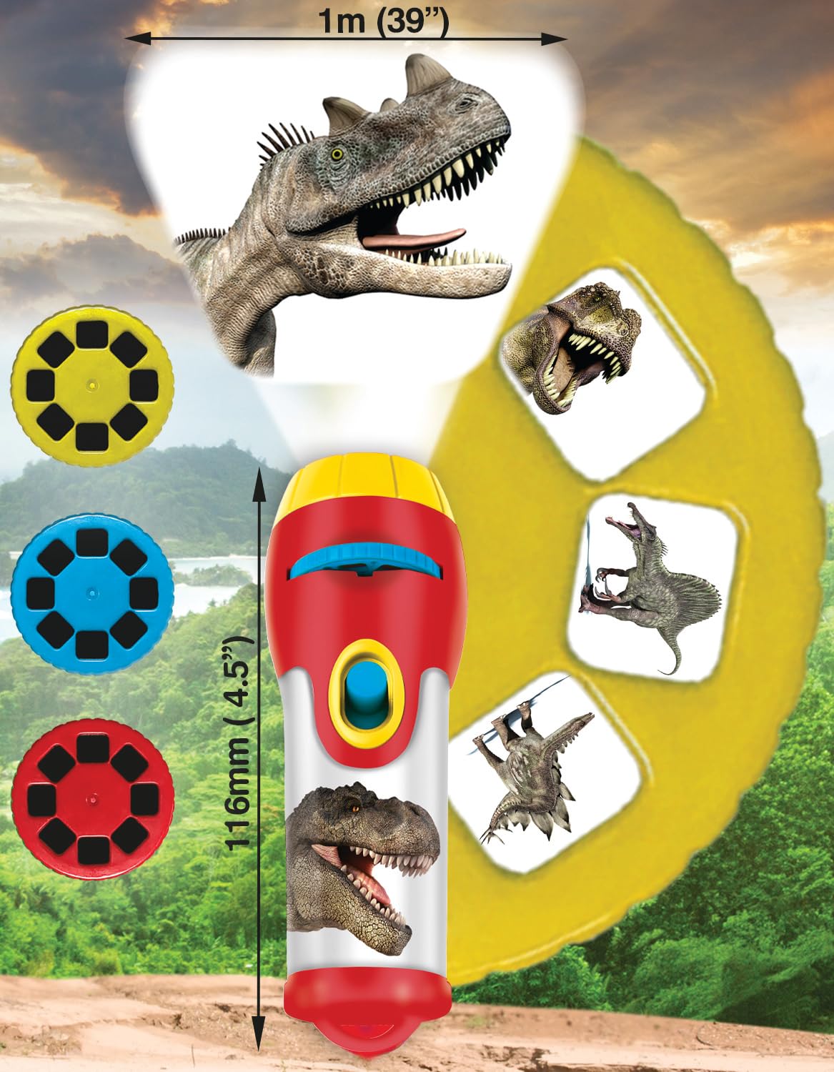 Brainstorm Toys: Dinosaur Flashlight and Projector, Plastic, Projector Torch Projects Amazing Images of Dinosaurs Around your Ro