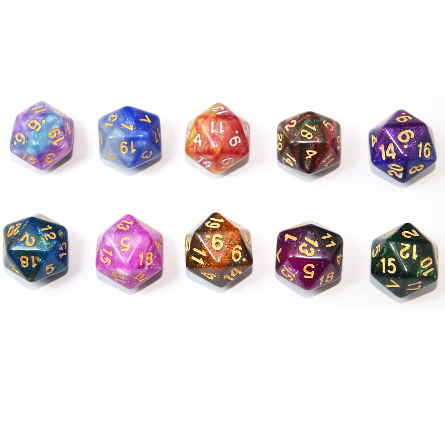 SmartDealsPro 10-Pack 20 Sided Dice D20 Polyhedral Dice for DND RPG MTG Table Game (Color 3)