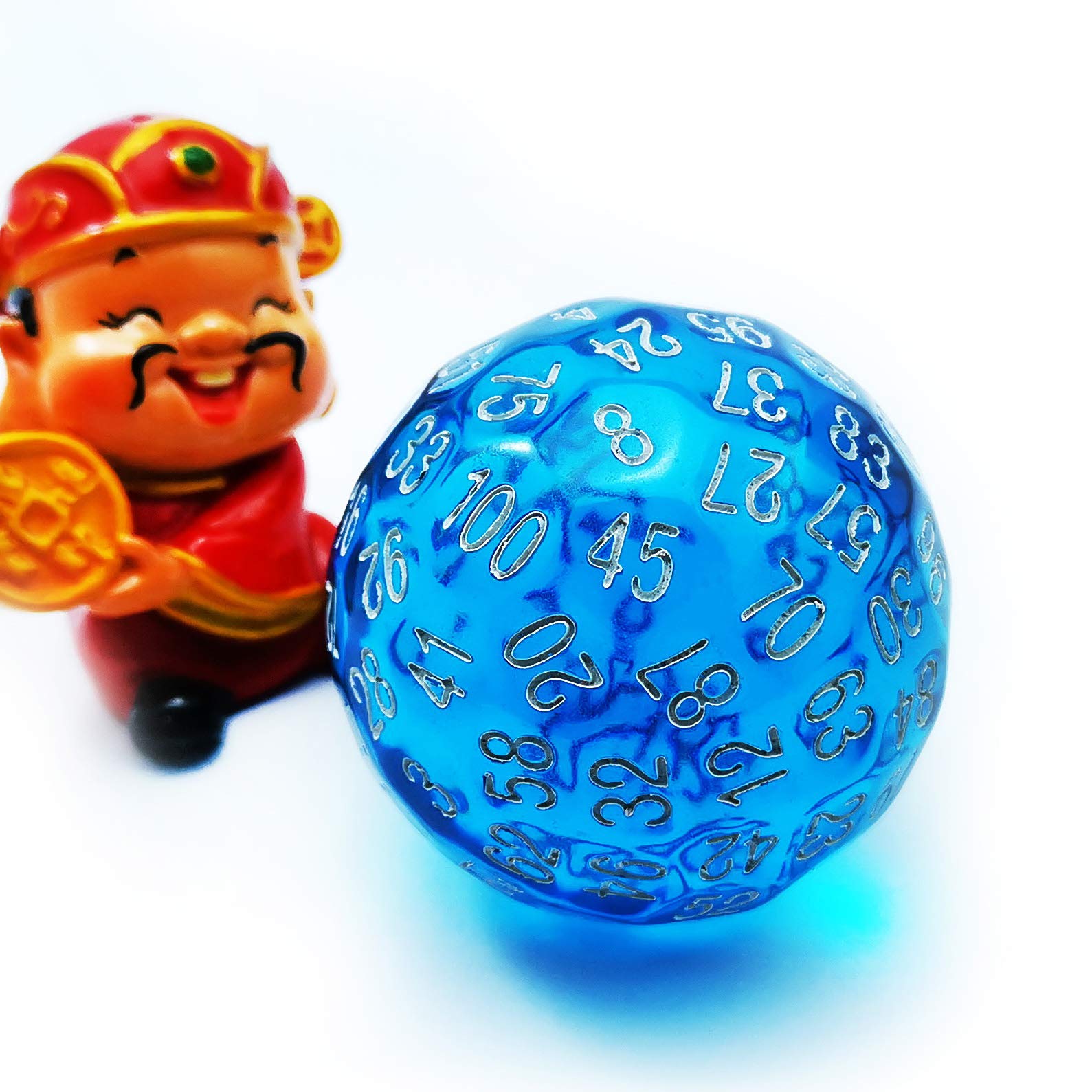 Bescon Translucent Blue Polyhedral Dice 100 Sides, D100 dice, 100 Sided Cube, Transparent D100 Game Dice