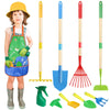 Magic4U Kids Gardening Tools Set, 22 Pcs Metal Garden Tools Toys For Kids With Apron, Gloves, Wood Handle Shovel, Rake, Hoe And Leaf Rake, Outdoor Digging Toys Gifts For Kids Age 3+