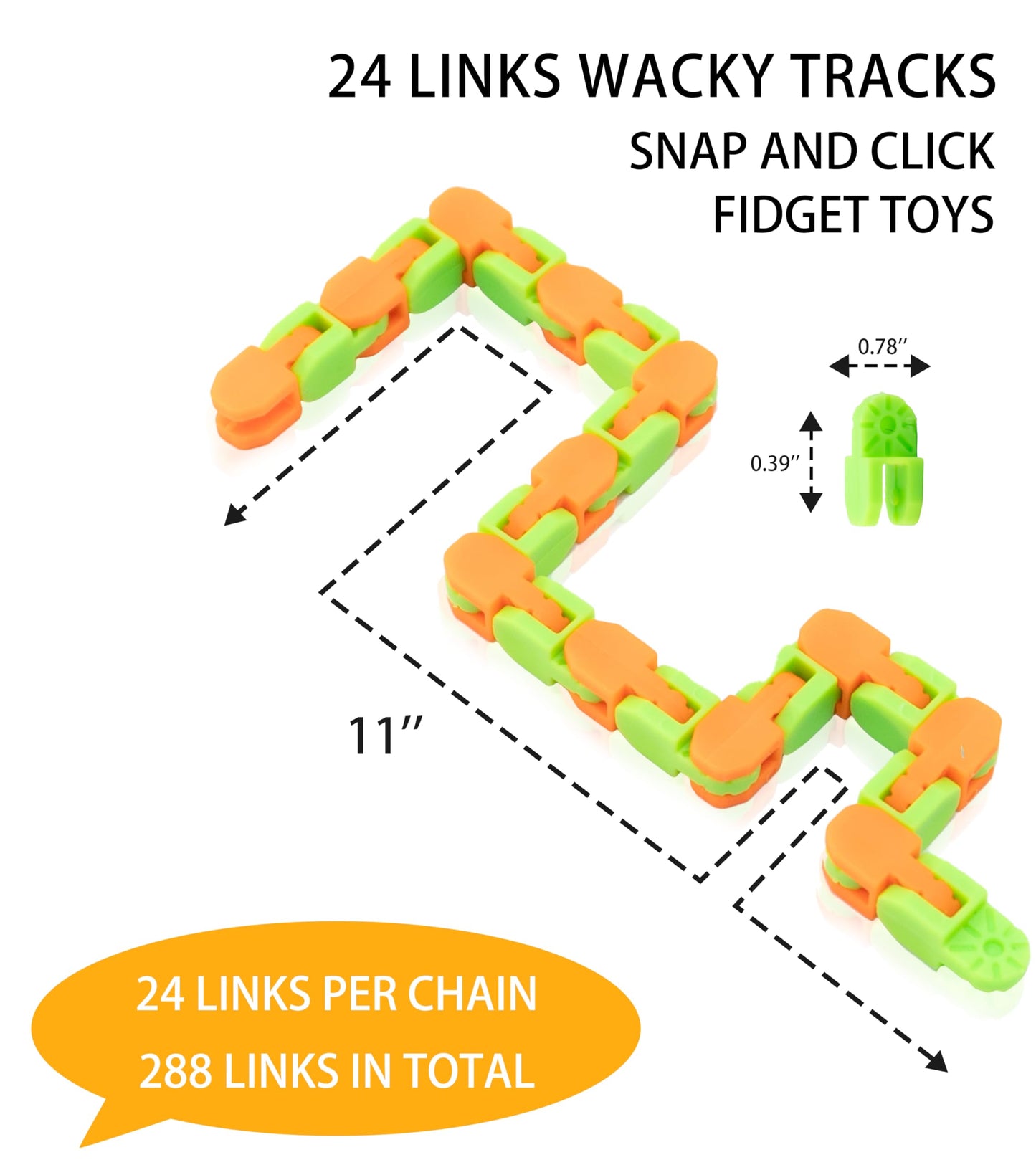 Ganowo 6 Pack Wacky Tracks - Snap Click Fidget Toys For Kids Adults Adhd Finger Sensory Autism Stress Relief