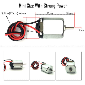 Eudax 5 Pcs Rectangular Dc Motor Mini Electric Motor 1.5-3V 24000Rpm With 9.8' Lead Wires With Motor Mounting Bracket Holder For Diy Toys
