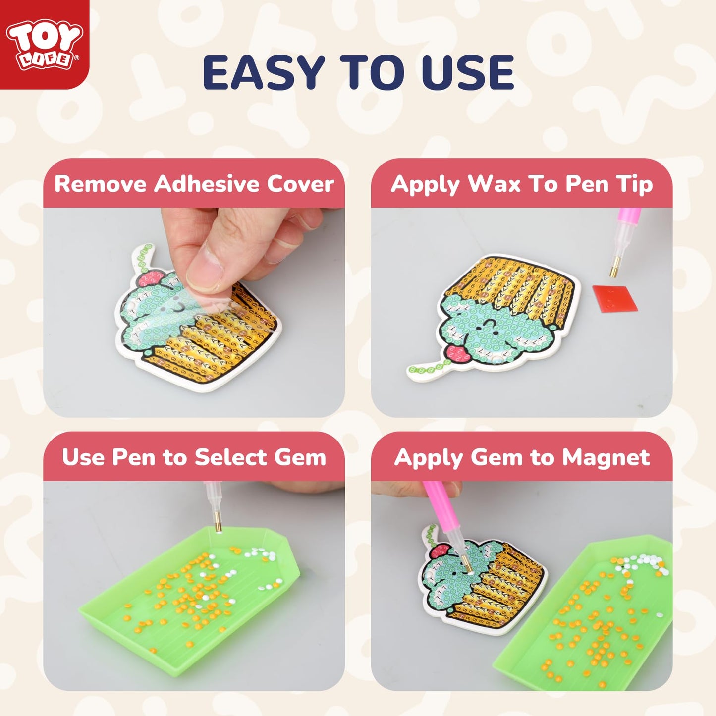 TOY Life Diamond Kits Magnets Diamond Gems Kits for Kids Valentine Day Gifts Diamond Art for Kids Arts and Crafts for Girls Ages