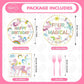 Grencian 96Pcs Unicorn 4th Birthday Party Supplies Magical Pastel Rainbow Unicorn Plates and Napkins Disposable Unicorn Party De