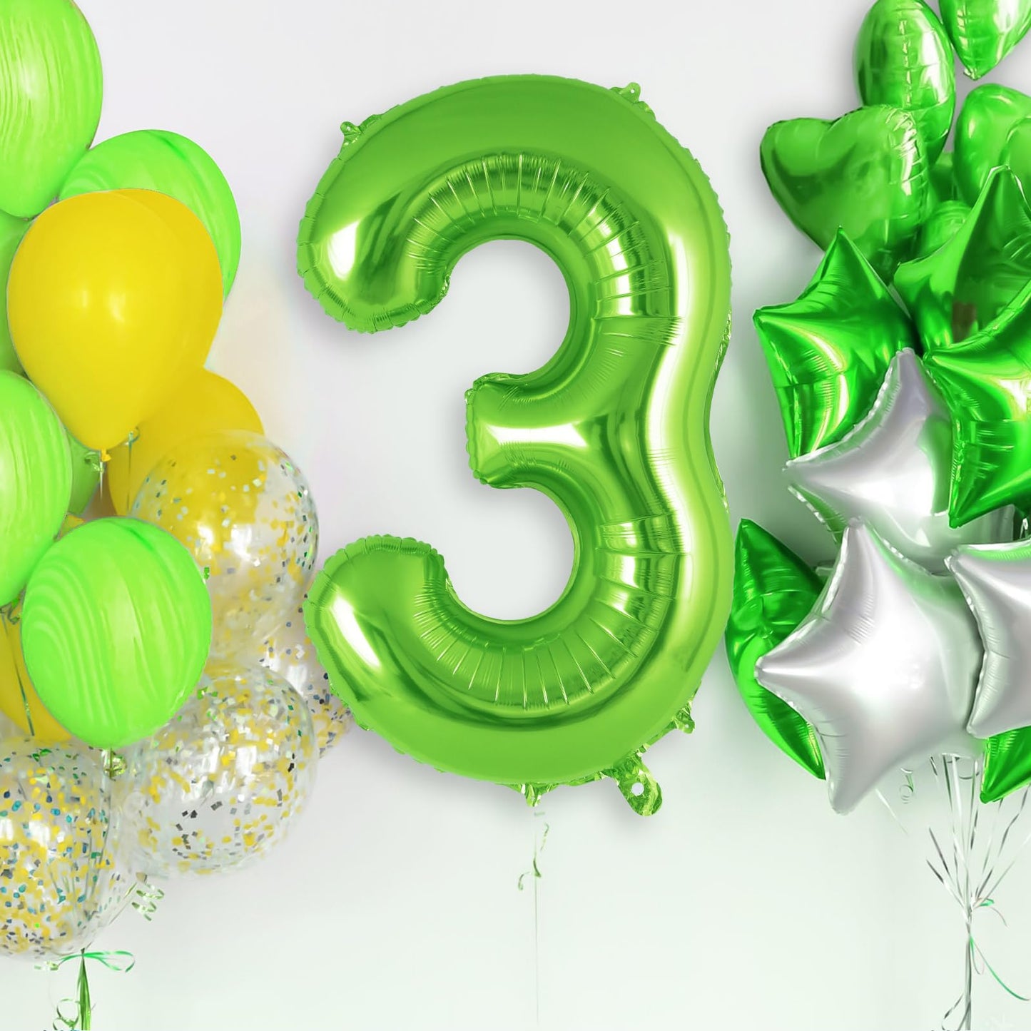 Green Number 3 Balloon 40 Inch, Big Large Foil Helium Number Balloons, Jumbo Giant Mylar Number 3 Balloons For 3 Third Birthday