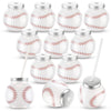 Baderke 12 Set Baseball Cups with Straws and Lids 10oz Plastic Baseball Shape Cups Bulk Sports Theme Bottle for Drink Birthday S