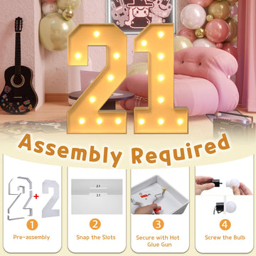 Imprsv 3Ft Light Up Numbers, Marquee Numbers 21St Birthday Decorations For Her Him, Large Light Up Numbers 21St Birthday Women F
