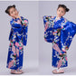 Crfasibe Japanese Kimono Dress Anime Cosplay Costumes For Women Girls Party Fancy Dress Set Royal Blue 140Cm