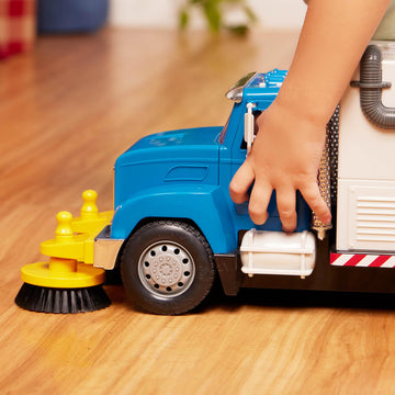 Driven by Battat - Standard 1:16 Scale - Electric Street Sweeper Toy Truck - Large Realistic Toy Car with Open-able Doors, Spinn